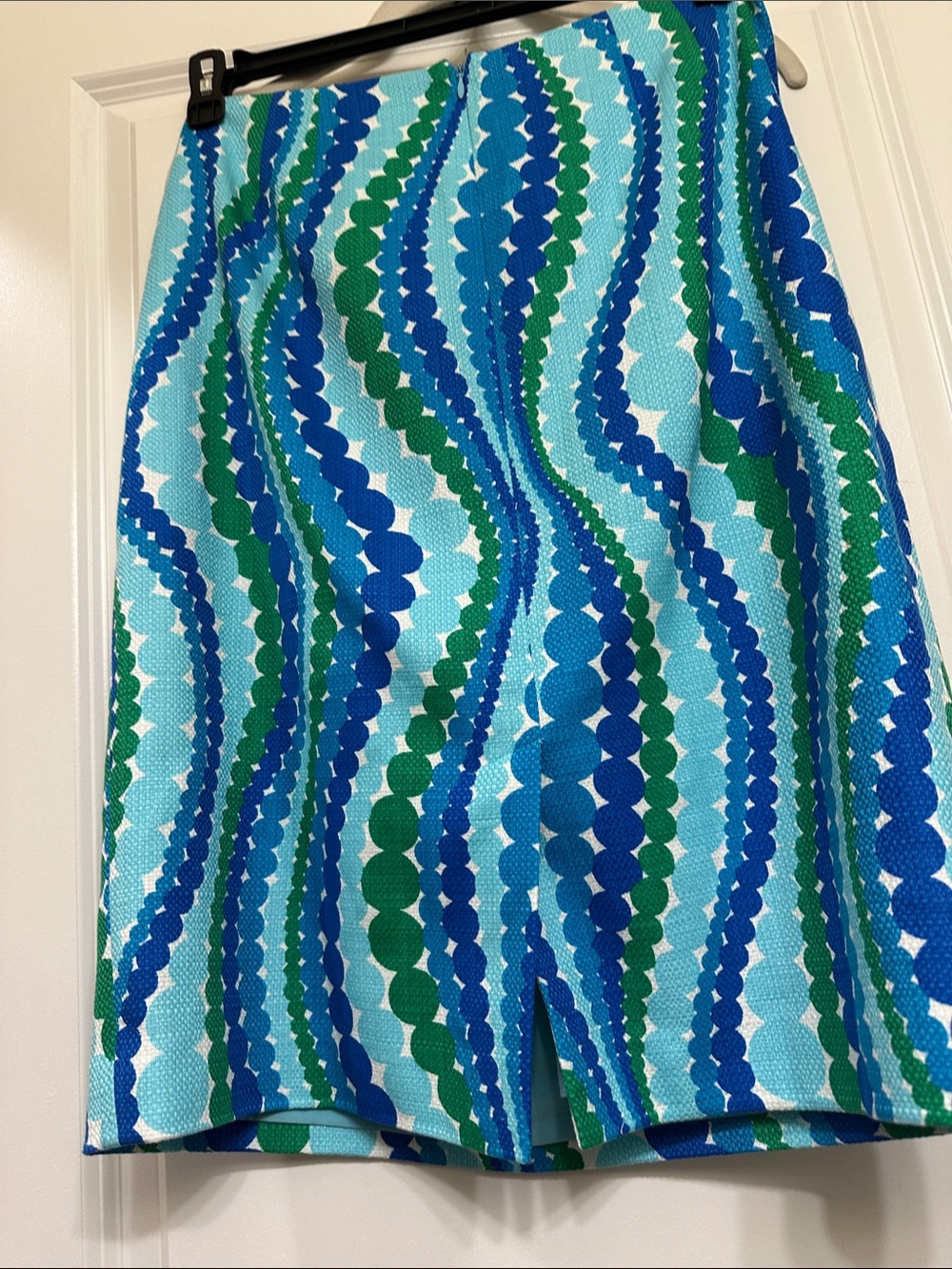 Talbots Women’s Teal, Royal Blue & Green Wave-Print Skirt- Size 12 - Picture 5 of 6